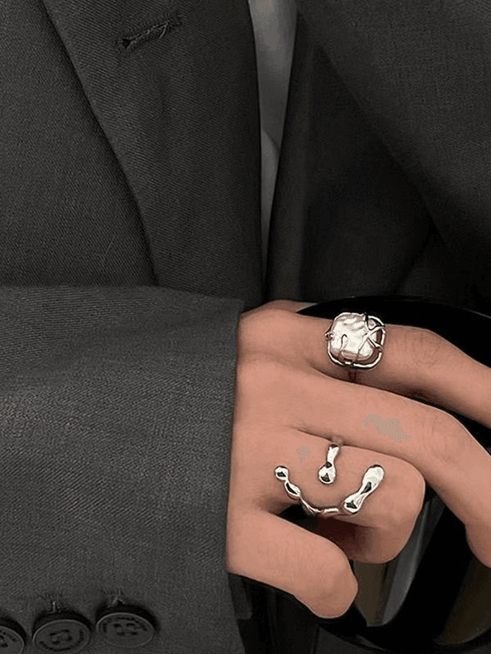 ABSTRACT CUFF RING - IRREGULAR GEOMETRIC CUFF DESIGN