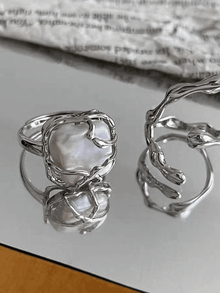 ABSTRACT CUFF RING - IRREGULAR GEOMETRIC CUFF DESIGN