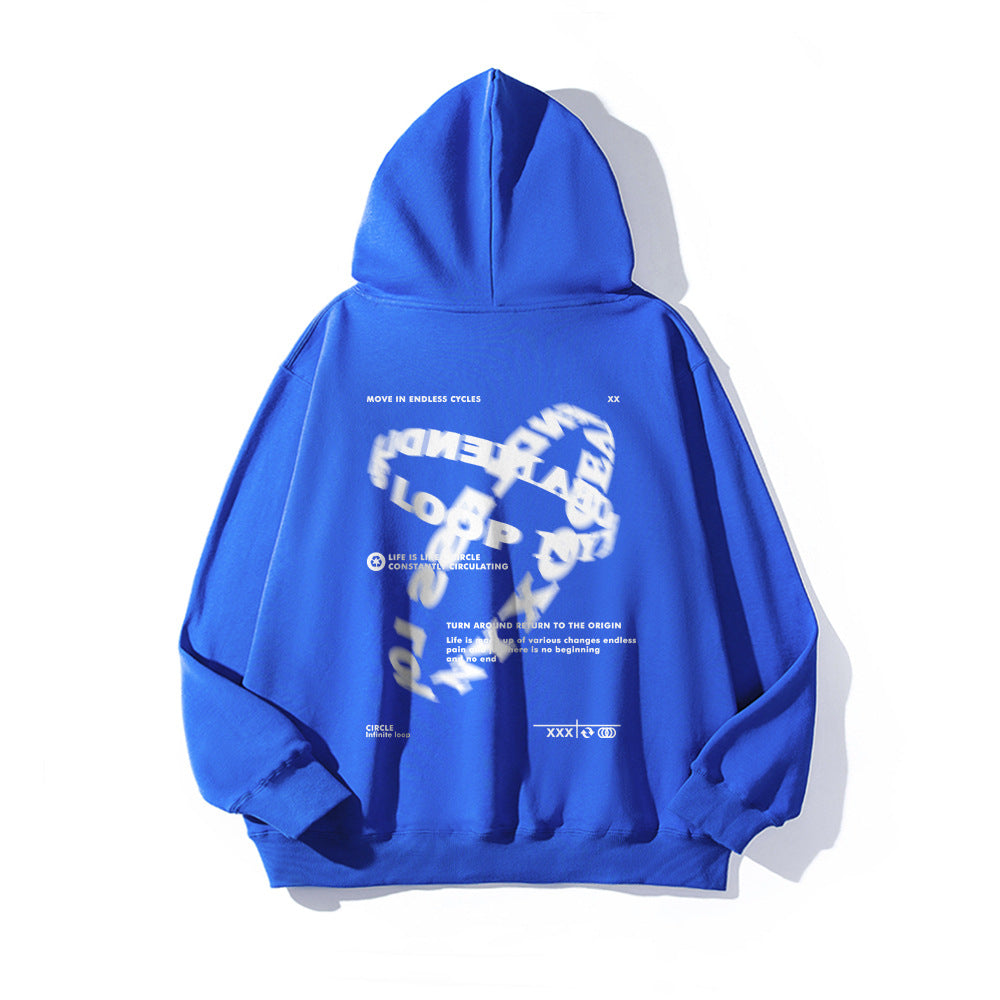 ABSTRACT GRAPHIC OVERSIZED HOODIE WITH TOPSTITCHING DETAILS