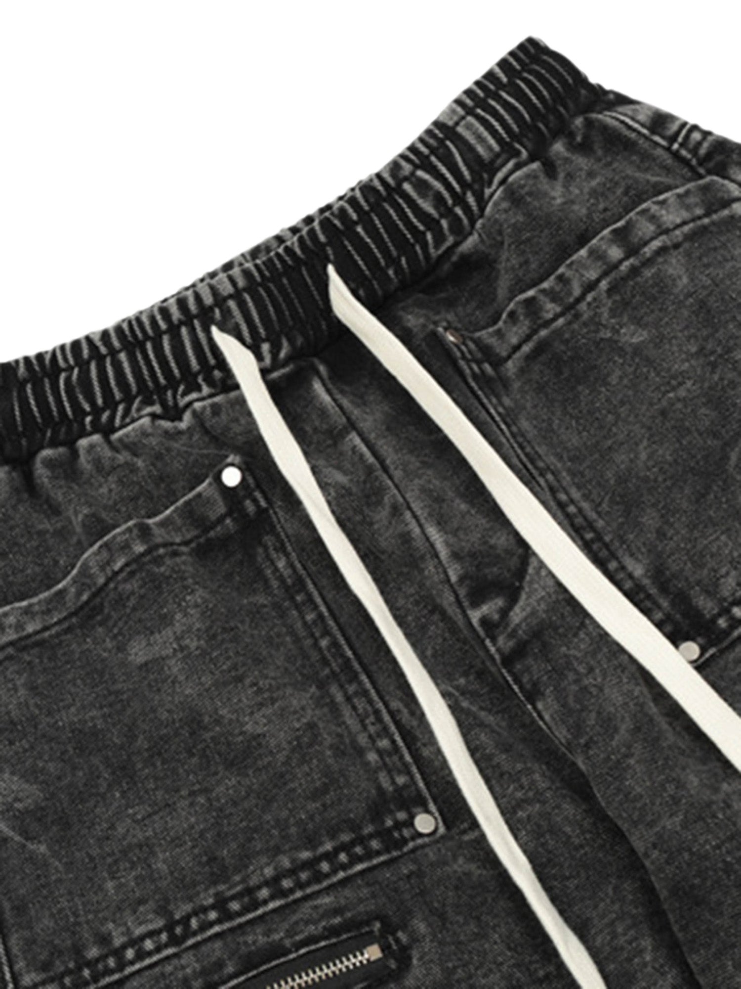 ACID-WASH GREEN CARGO PANTS WITH MID WAIST IN COTTON BLEND