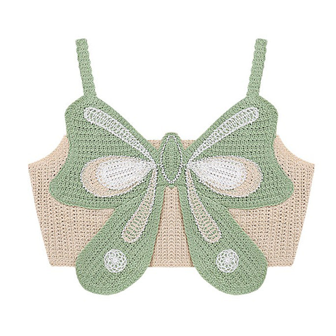 AESTHETIC BUTTERFLY CROCHETED CROP TOP WITH INDIE AESTHETIC BUTTERFLY DESIGN