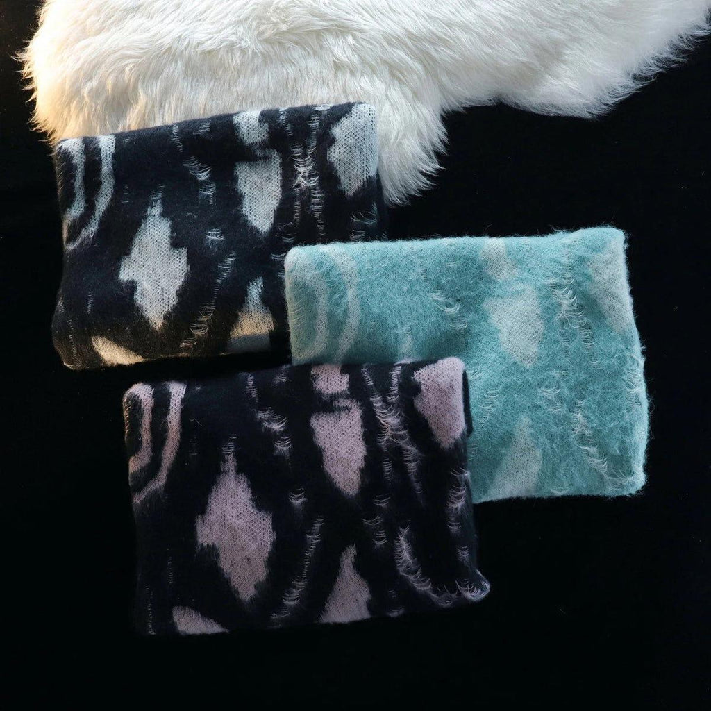 AQUA KNIT SWEATER WITH ABSTRACT PATTERN - UNISEX SWEATSHIRT WITH OCEAN MOTIFS