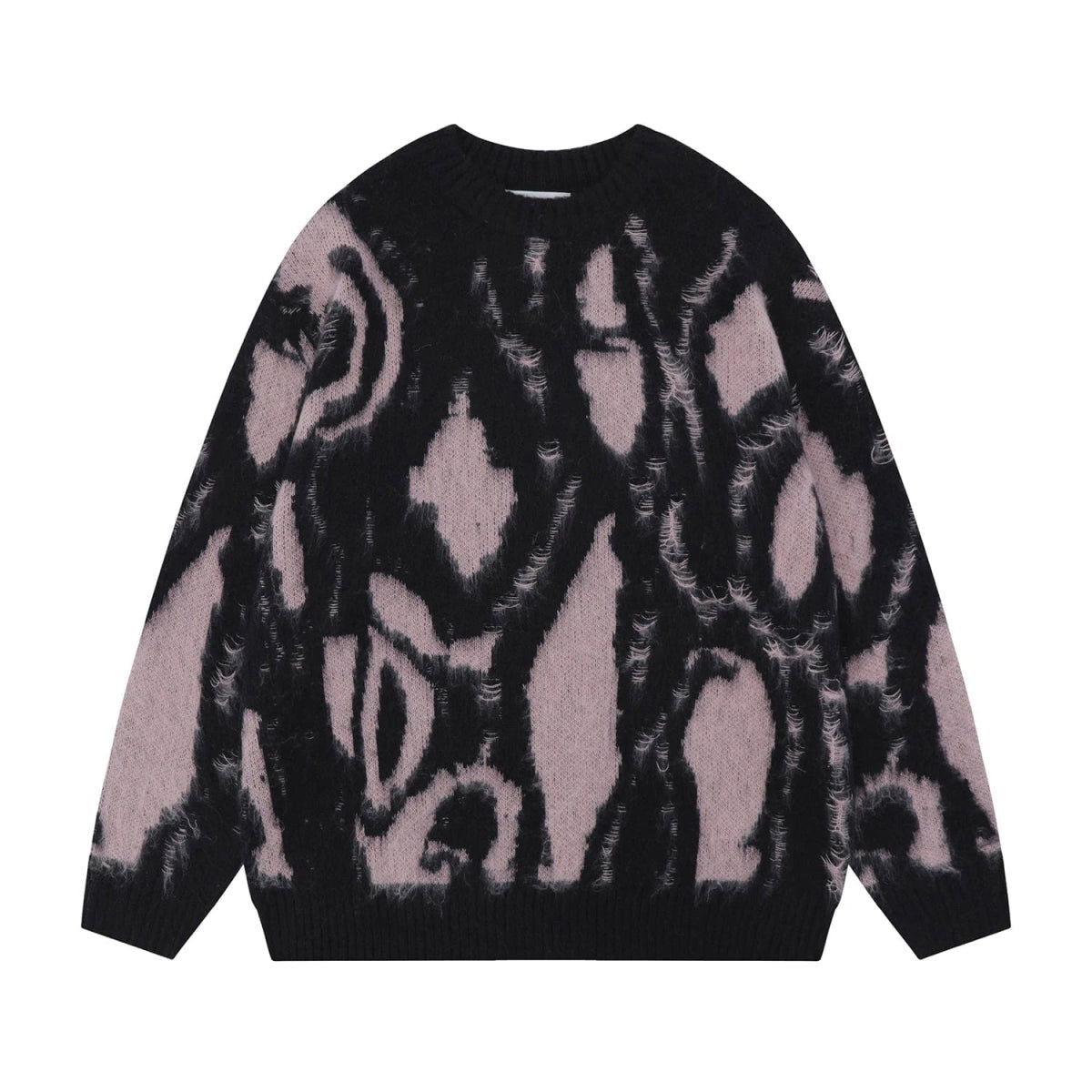 AQUA KNIT SWEATER WITH ABSTRACT PATTERN - UNISEX SWEATSHIRT WITH OCEAN MOTIFS