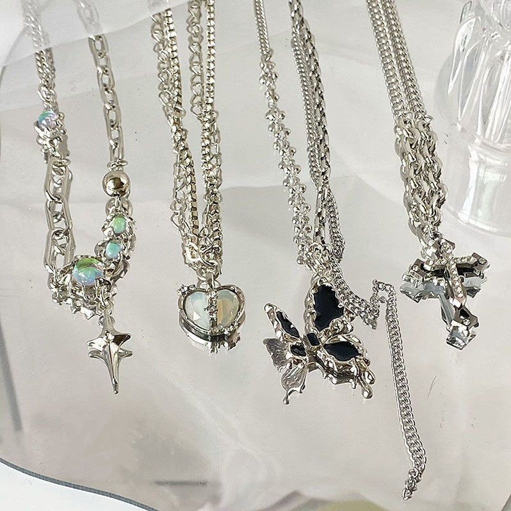 ASSORTED SILVER PENDANT NECKLACES WITH SWEET PATTERN DESIGN