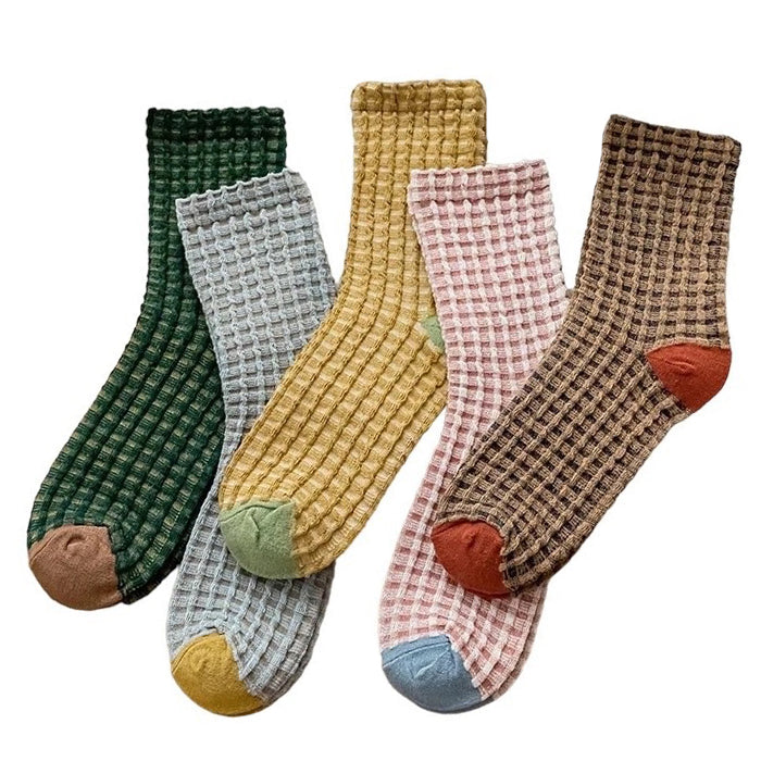 ASSORTED WAFFLE-KNIT SOCK COLLECTION FOR WOMEN AND MEN