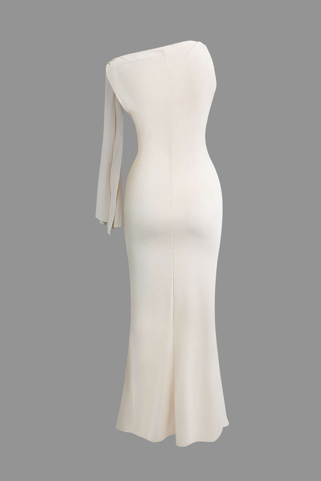 ASYMMETRICAL MERMAID MAXI DRESS - WHITE ASYMMETRICAL MERMAID STYLE