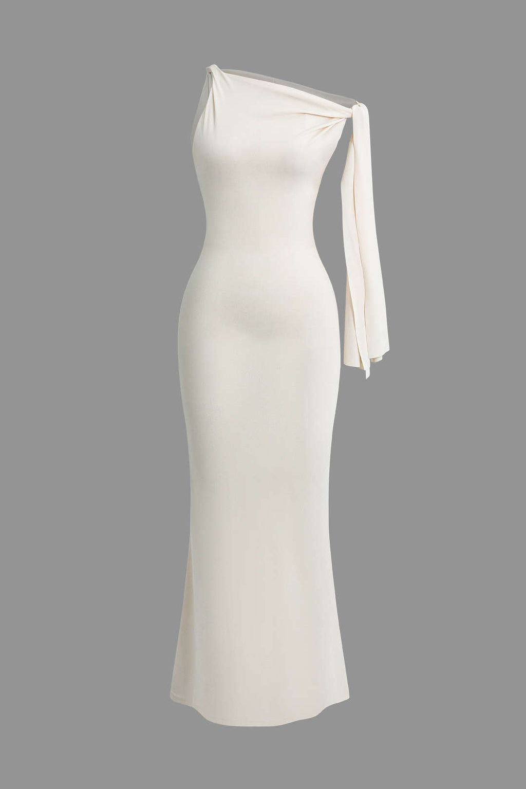 ASYMMETRICAL MERMAID MAXI DRESS - WHITE ASYMMETRICAL MERMAID STYLE