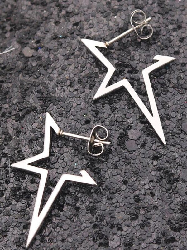 ASYMMETRICAL STAR EARRINGS - ASYMMETRICAL STAR STAINLESS DESIGN