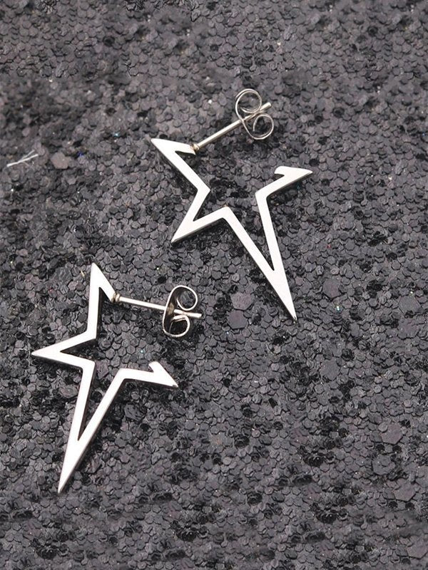 ASYMMETRICAL STAR EARRINGS - ASYMMETRICAL STAR STAINLESS DESIGN
