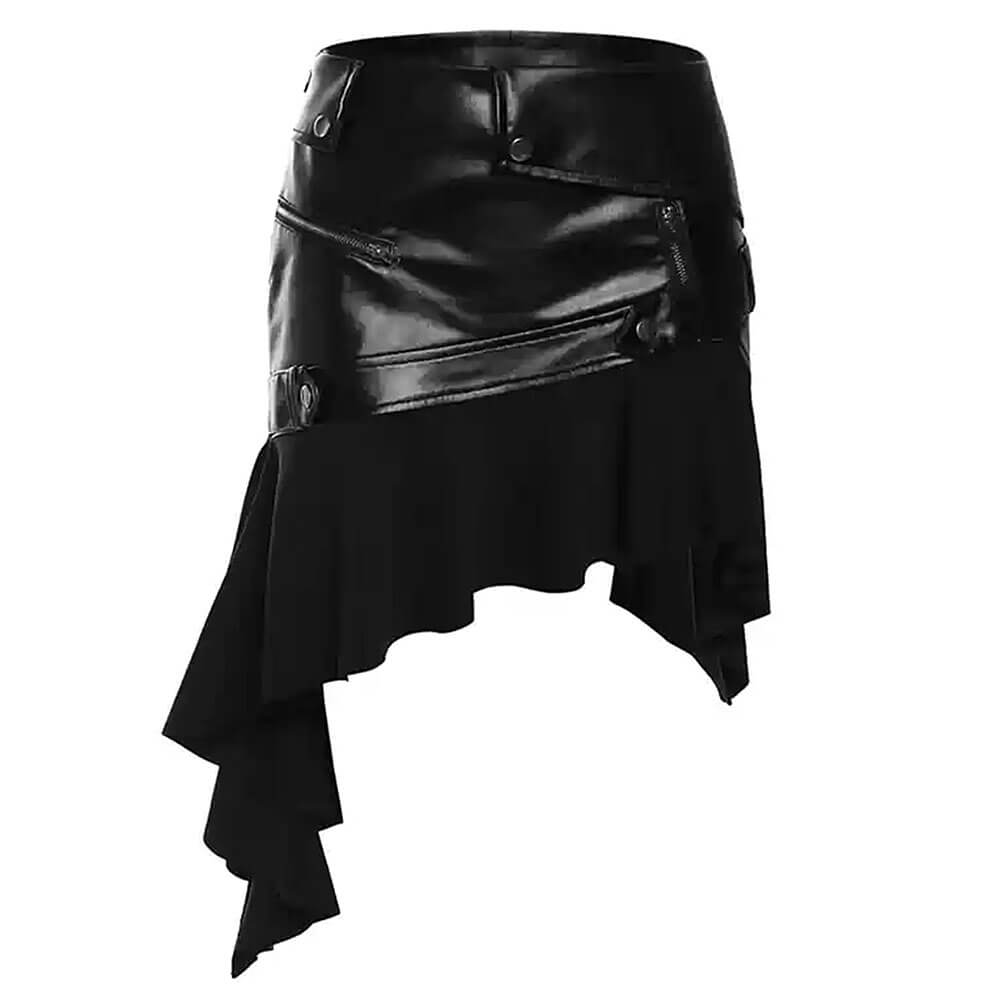 ASYMMETRICAL VEGAN LEATHER SKIRT WAIST APPROXIMATELY 25 INCHES