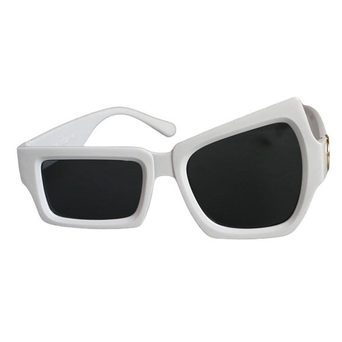 ASYMMETRICAL WHITE SUNGLASSES FOR FASHION AND SUN PROTECTION