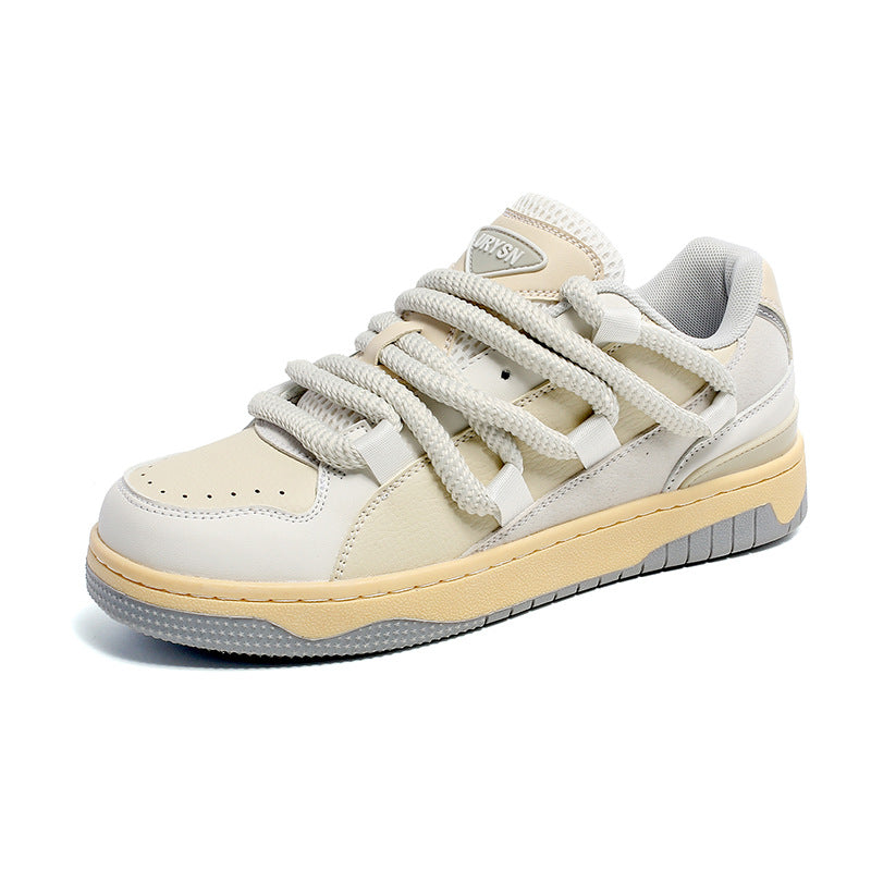 ATHLETIC SHOES WHITE AND BLUE HIGH ROUND TOE DESIGN