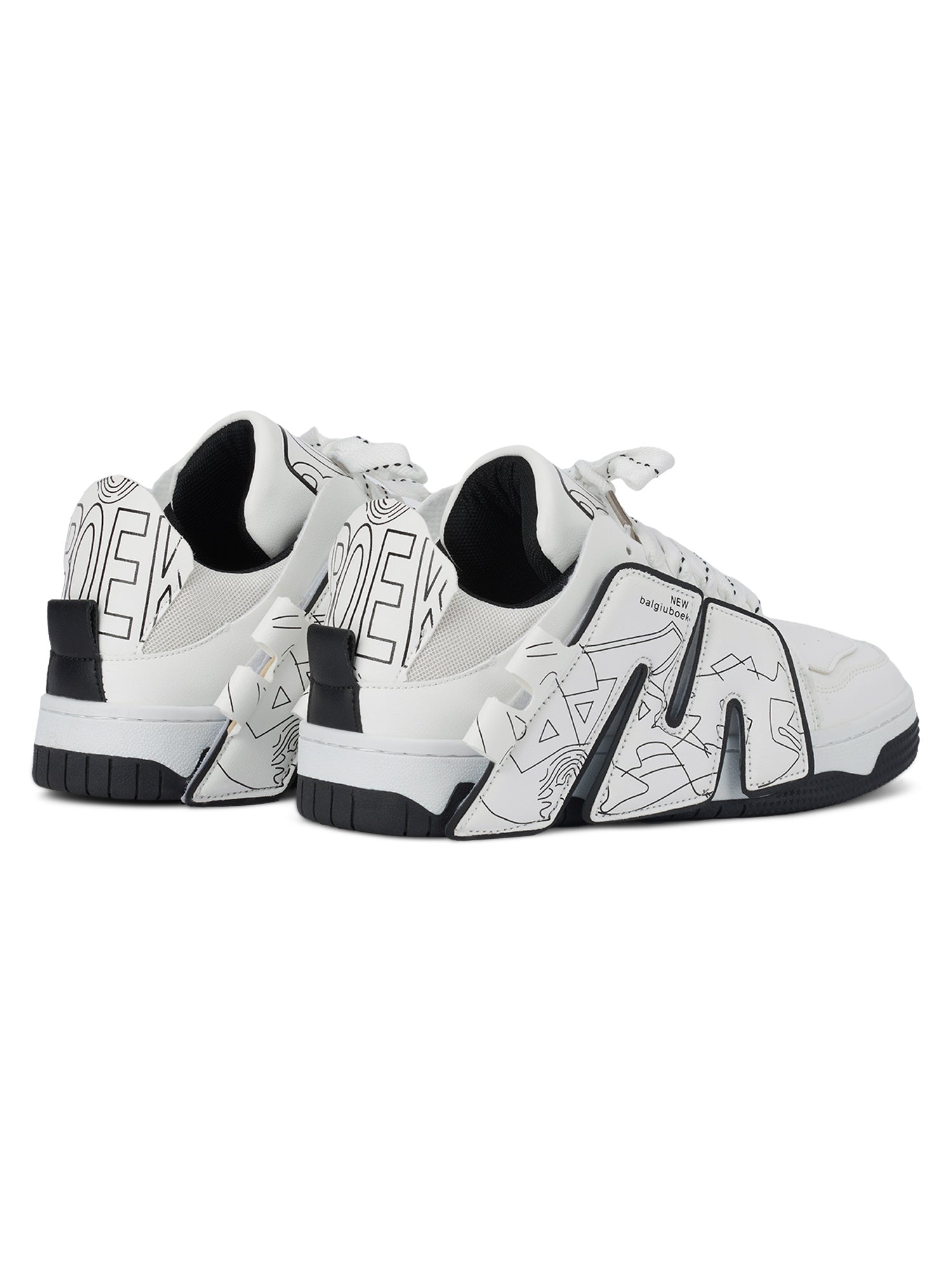 ATHLETIC SHOES WHITE WITH BLACK SOLES - SPORTS FOOTWEAR FOR ACTIVE