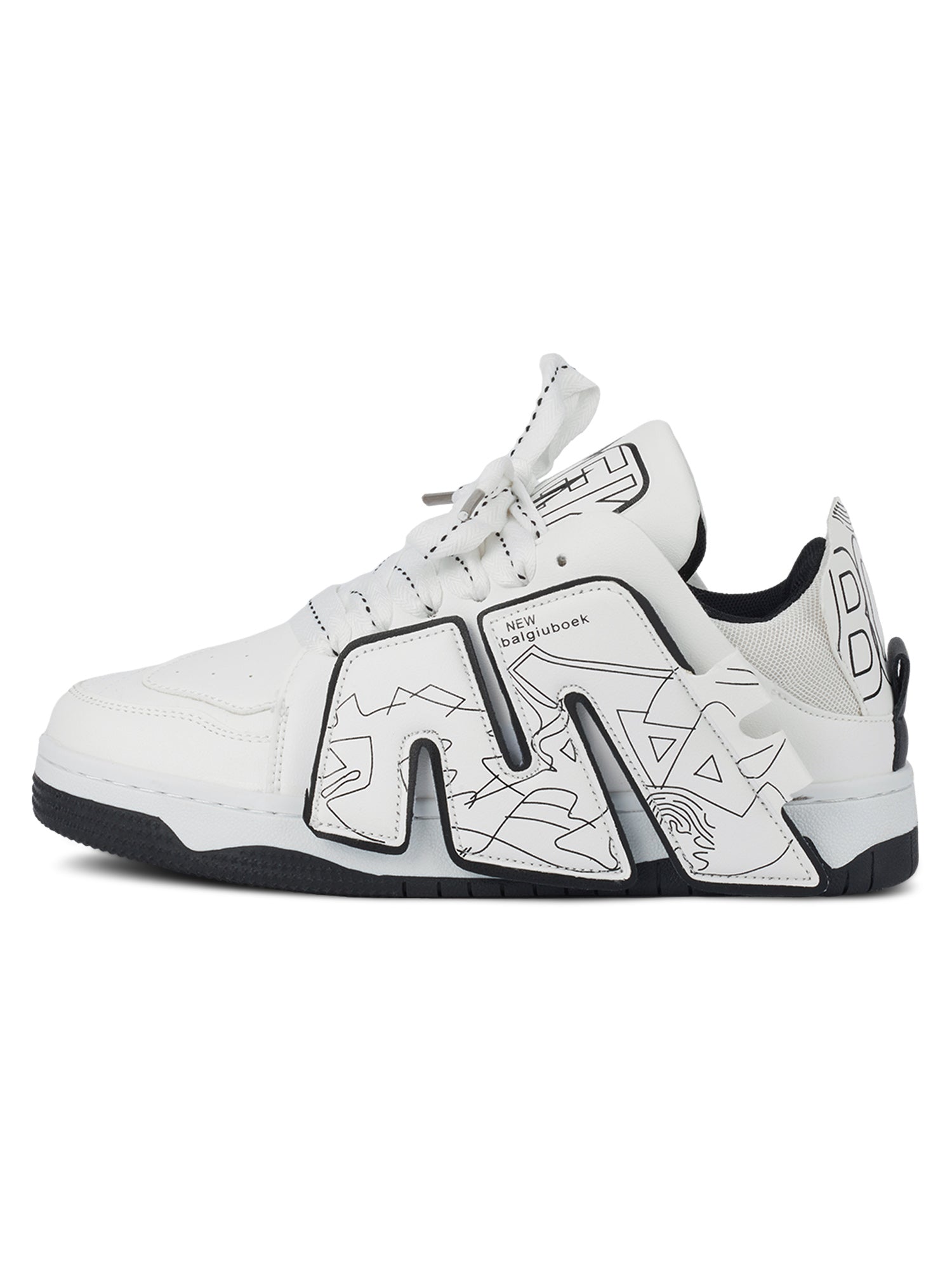 ATHLETIC SHOES WHITE WITH BLACK SOLES - SPORTS FOOTWEAR FOR ACTIVE