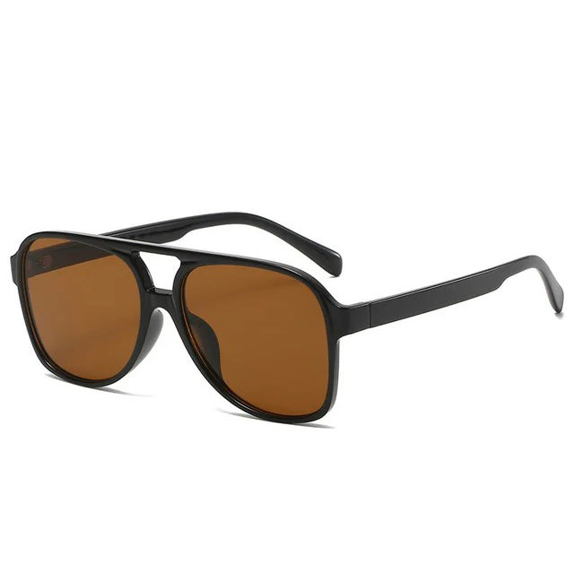 AVIATOR SUNGLASSES WITH BLACK FRAMES AND YELLOW LENSES