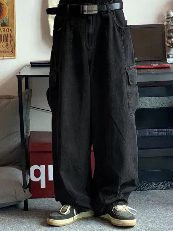 BAGGY CARGO PANTS WITH VINTAGE-INSPIRED STRAIGHT FIT AND CARGO POCKETS