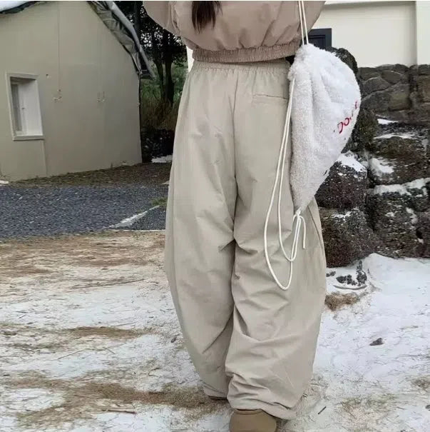 BAGGY DRAWSTRING PANTS WITH WIDE LEG TROUSERS STYLE