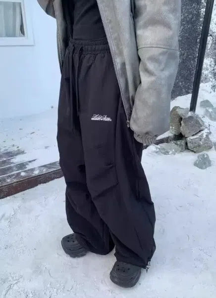 BAGGY DRAWSTRING PANTS WITH WIDE LEG TROUSERS STYLE