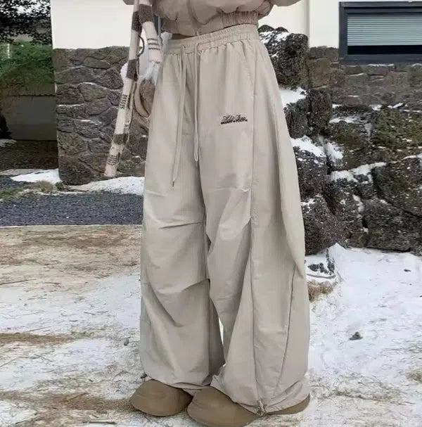 BAGGY DRAWSTRING PANTS WITH WIDE LEG TROUSERS STYLE