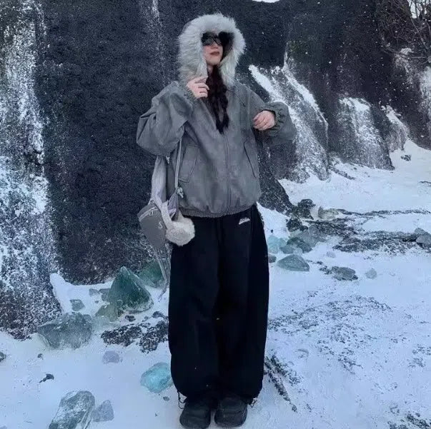 BAGGY DRAWSTRING PANTS WITH WIDE LEG TROUSERS STYLE