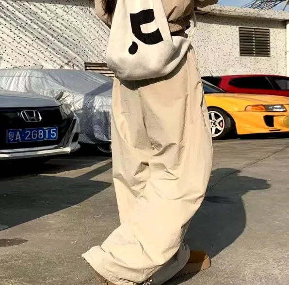 BAGGY DRAWSTRING PANTS WITH WIDE LEG TROUSERS STYLE