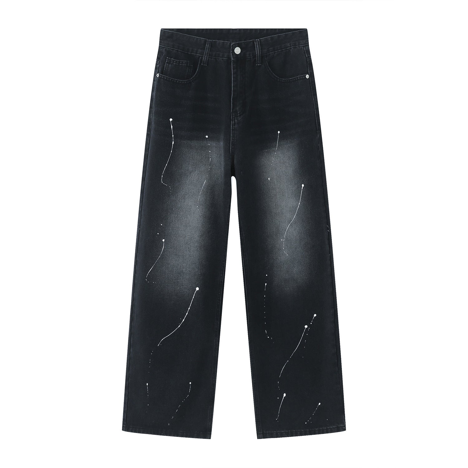 BAGGY JEANS WITH PAINT SPLATTER - BASIC BAGGY JEANS IN BLACK