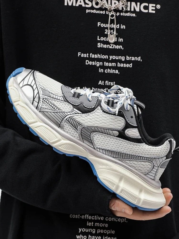 BALANCE SNEAKERS WHITE AND SILVER MESHED FOR REDUCED FATIGUE