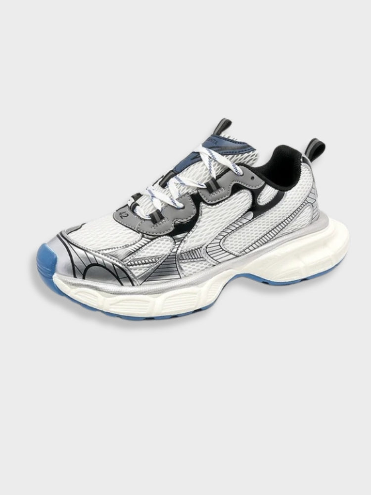 BALANCE SNEAKERS WHITE AND SILVER MESHED FOR REDUCED FATIGUE