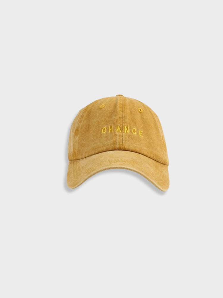 BASEBALL CAP WITH CHANCE TEXT FOR EFFORTLESS HAIRSTYLE TRANSFORMATIONS