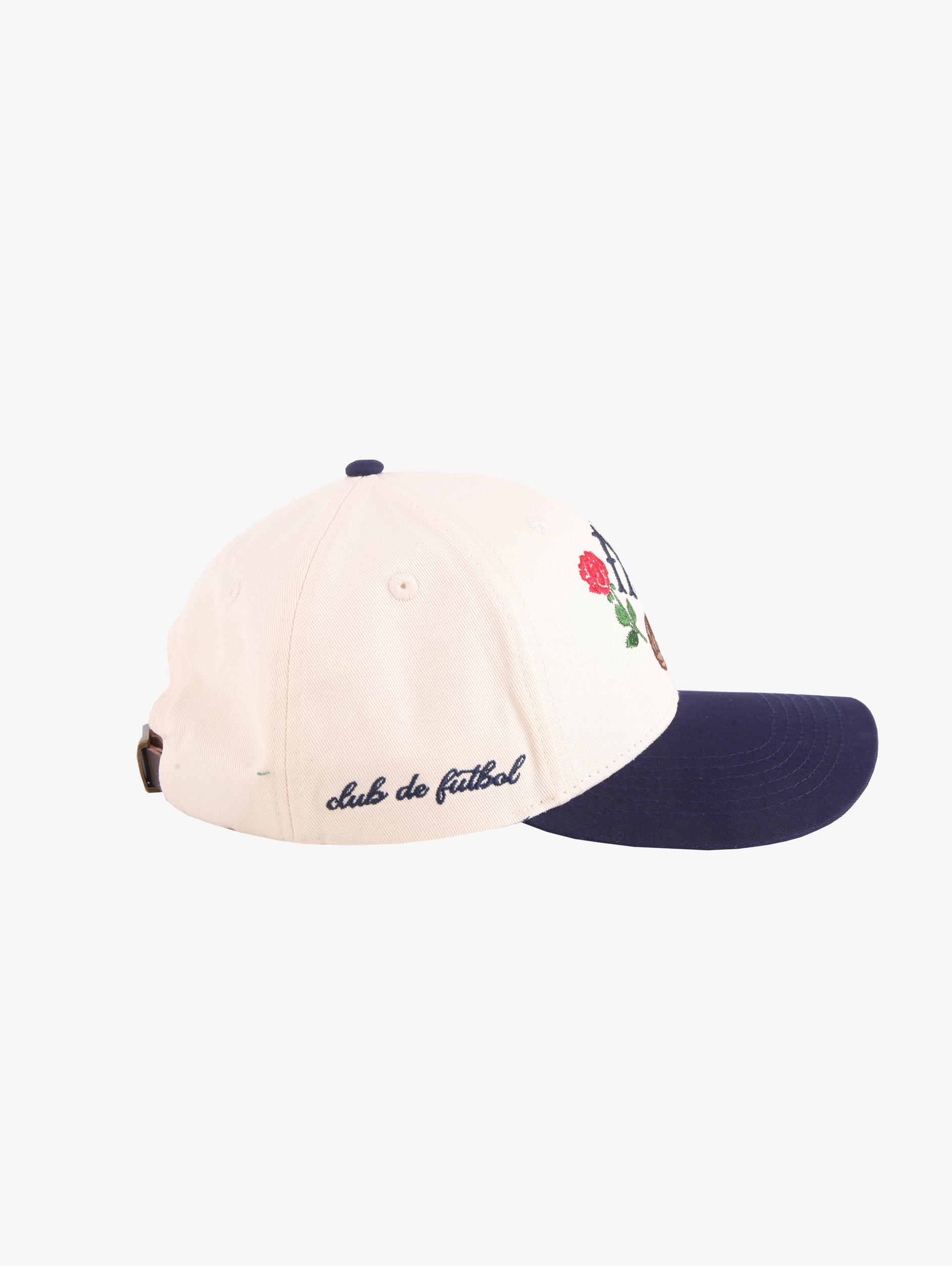 BASEBALL CAP WITH FLORAL AND BALL EMBROIDERY IN DARK BLUE COTTON TWILL