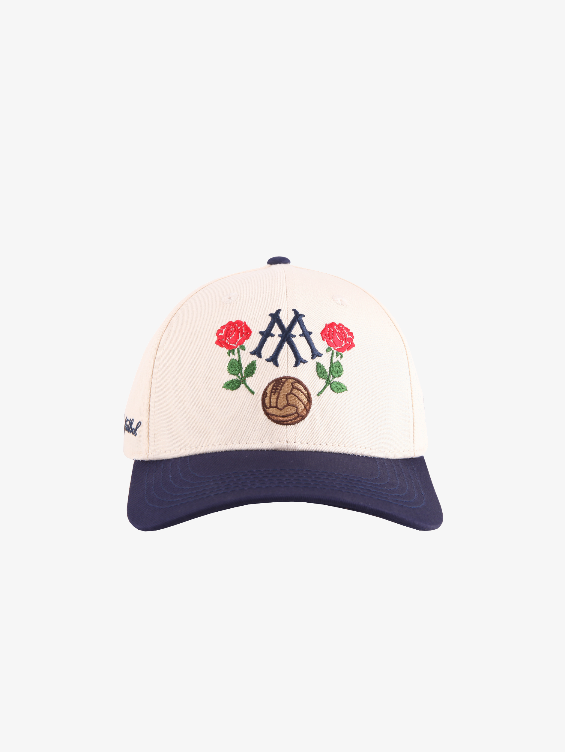 BASEBALL CAP WITH FLORAL AND BALL EMBROIDERY IN DARK BLUE COTTON TWILL