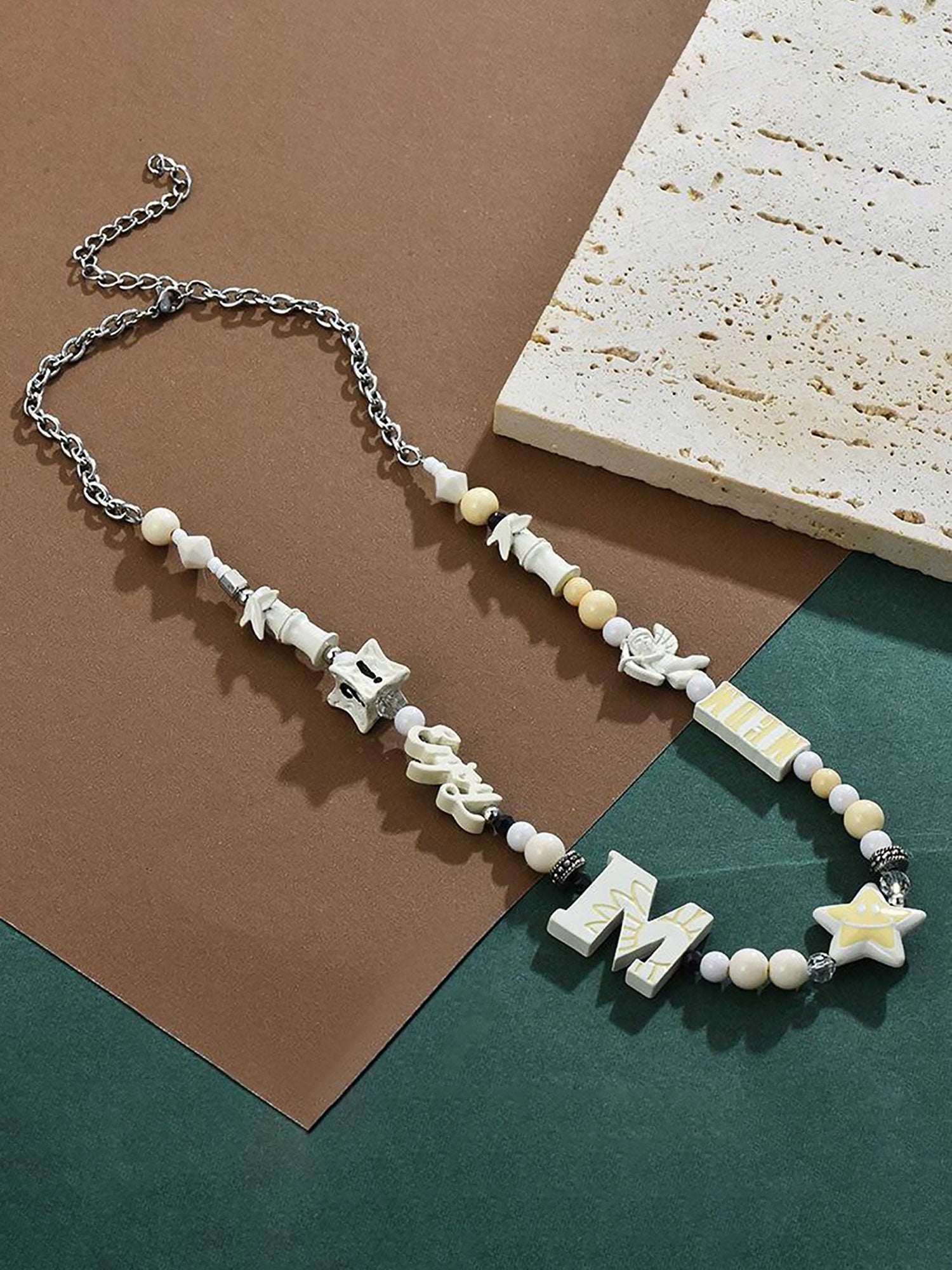 BEADED NECKLACE WITH LETTER AND STAR CHARMS SP230606UFMM DAILY WEAR