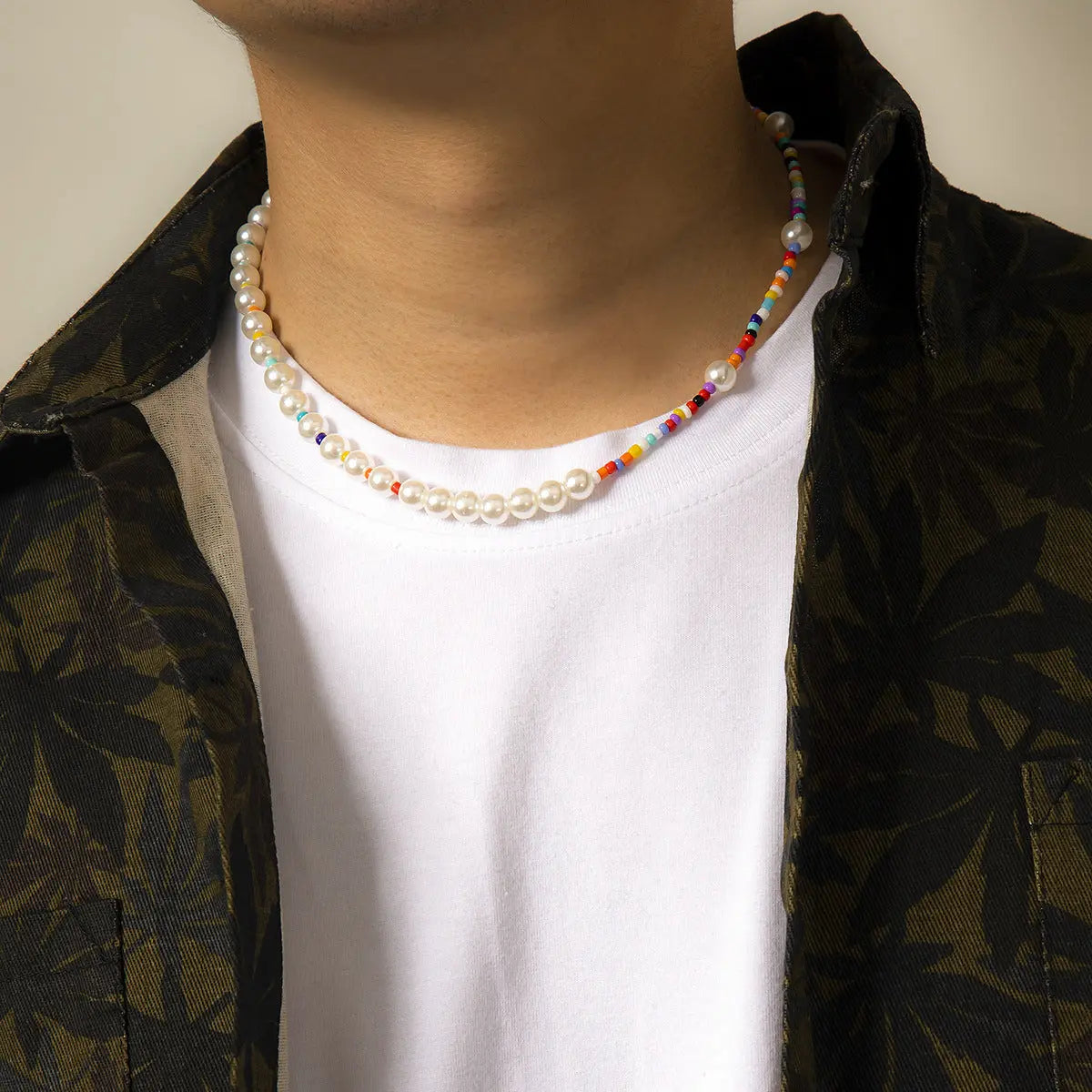 BEADED PEARL NECKLACE WITH GOLD CHAIN AND FRESHWATER PEARLS