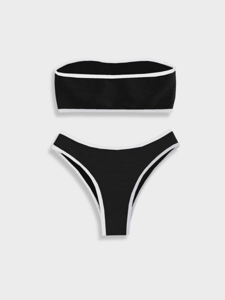 BEIGE BANDEAU BIKINI SET WITH COMFORTABLE STRETCH FIT