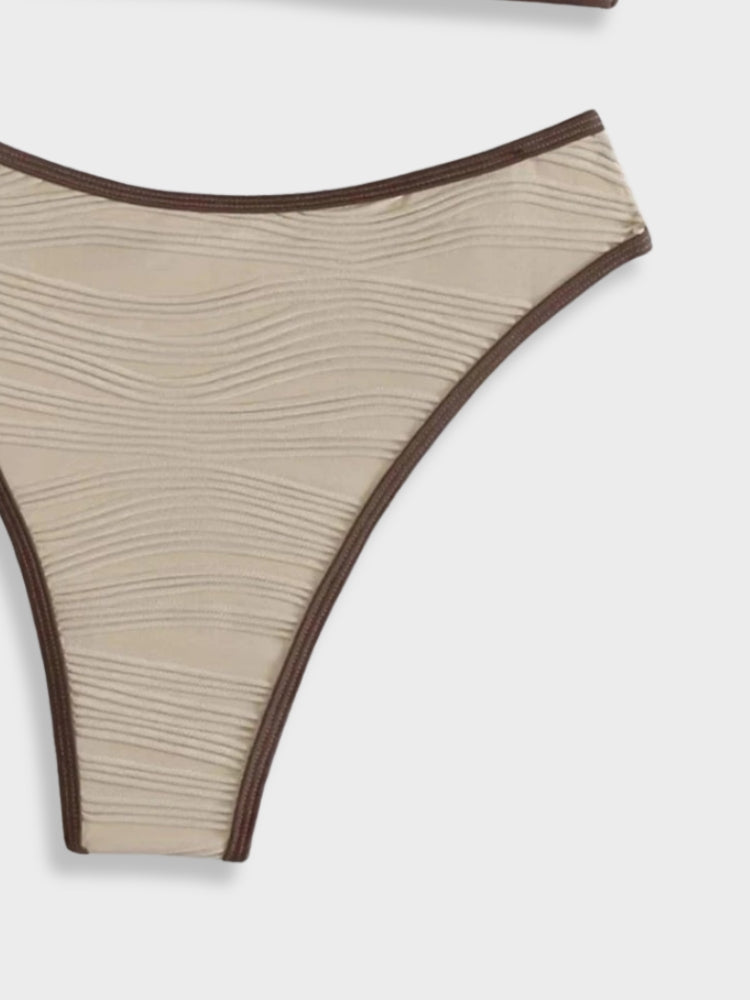 BEIGE BANDEAU BIKINI SET WITH COMFORTABLE STRETCH FIT