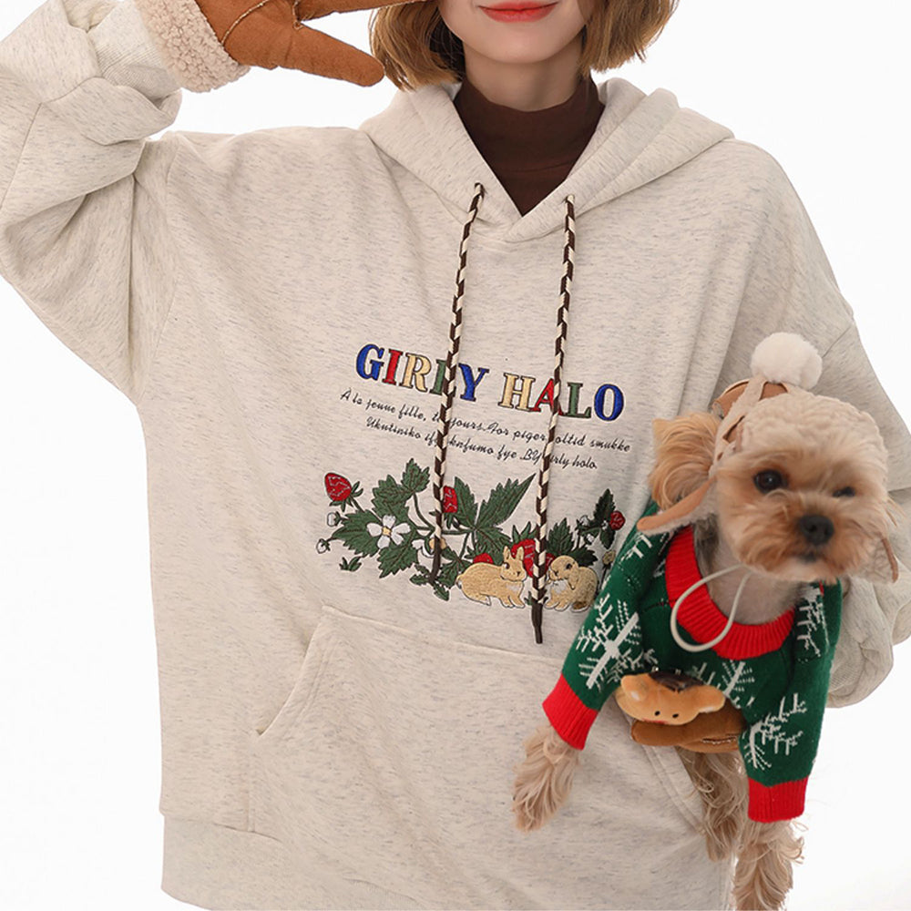 BEIGE BUNNY STRAWBERRY COTTAGECORE HOODIE VINTAGE-INSPIRED FASHION