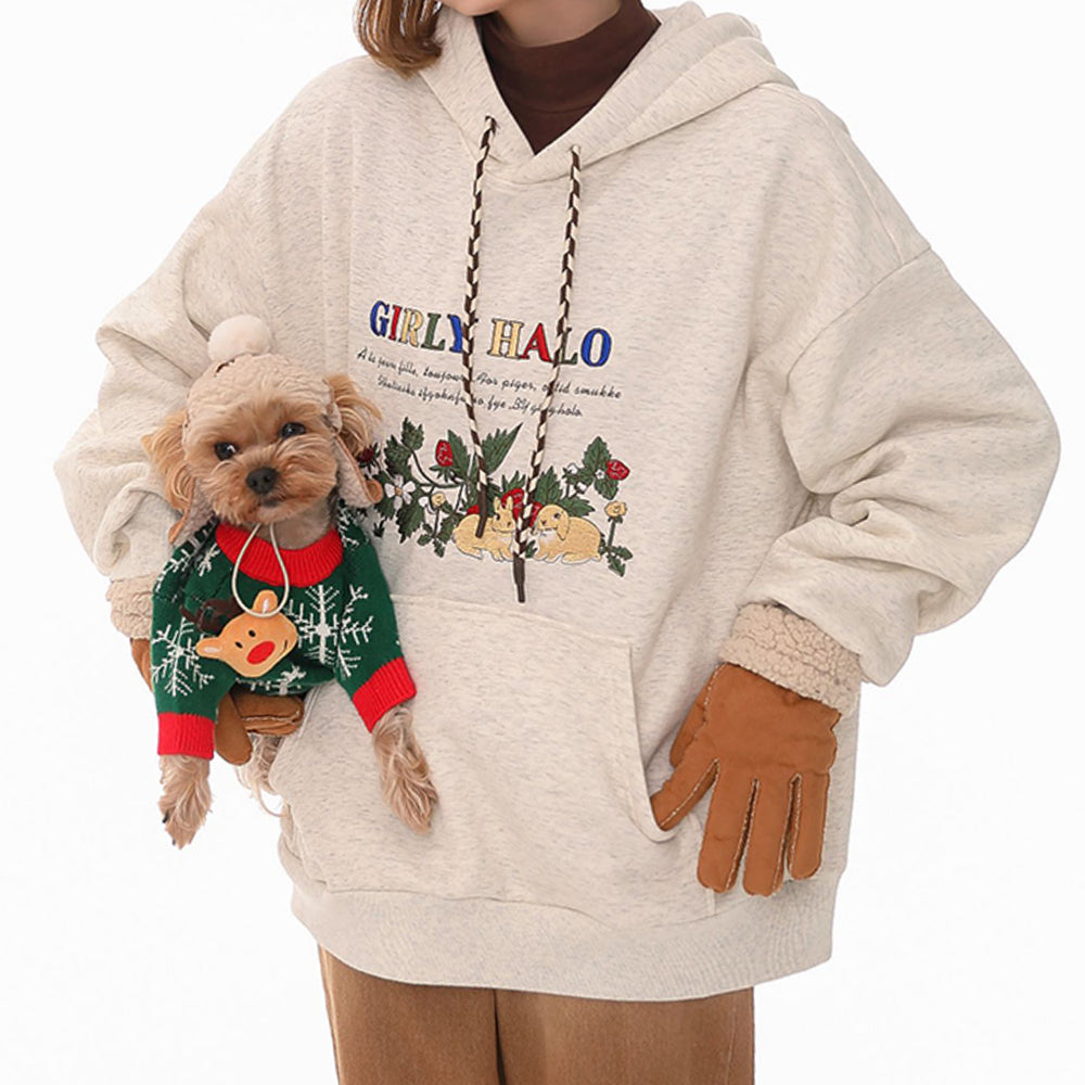 BEIGE BUNNY STRAWBERRY COTTAGECORE HOODIE VINTAGE-INSPIRED FASHION