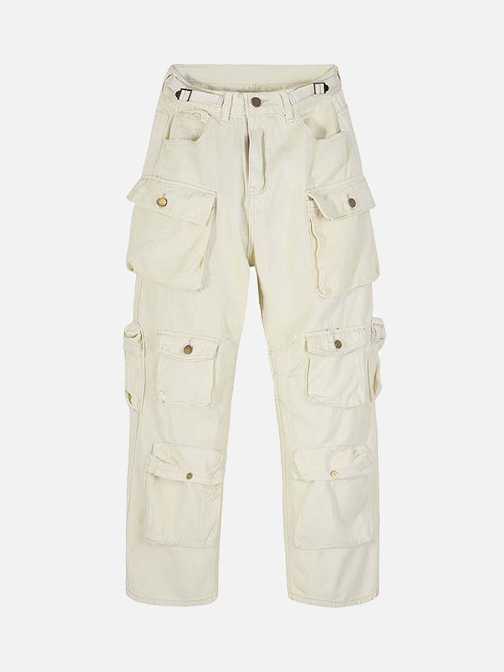 BEIGE CARGO PANTS WITH MULTIPLE POCKETS COTTON BLEND PANTS