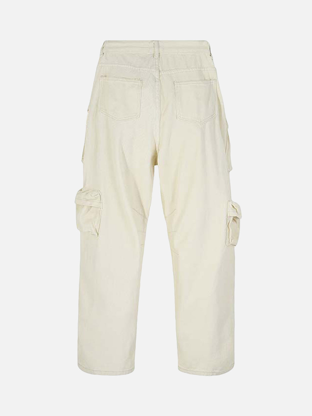 BEIGE CARGO PANTS WITH MULTIPLE POCKETS COTTON BLEND PANTS