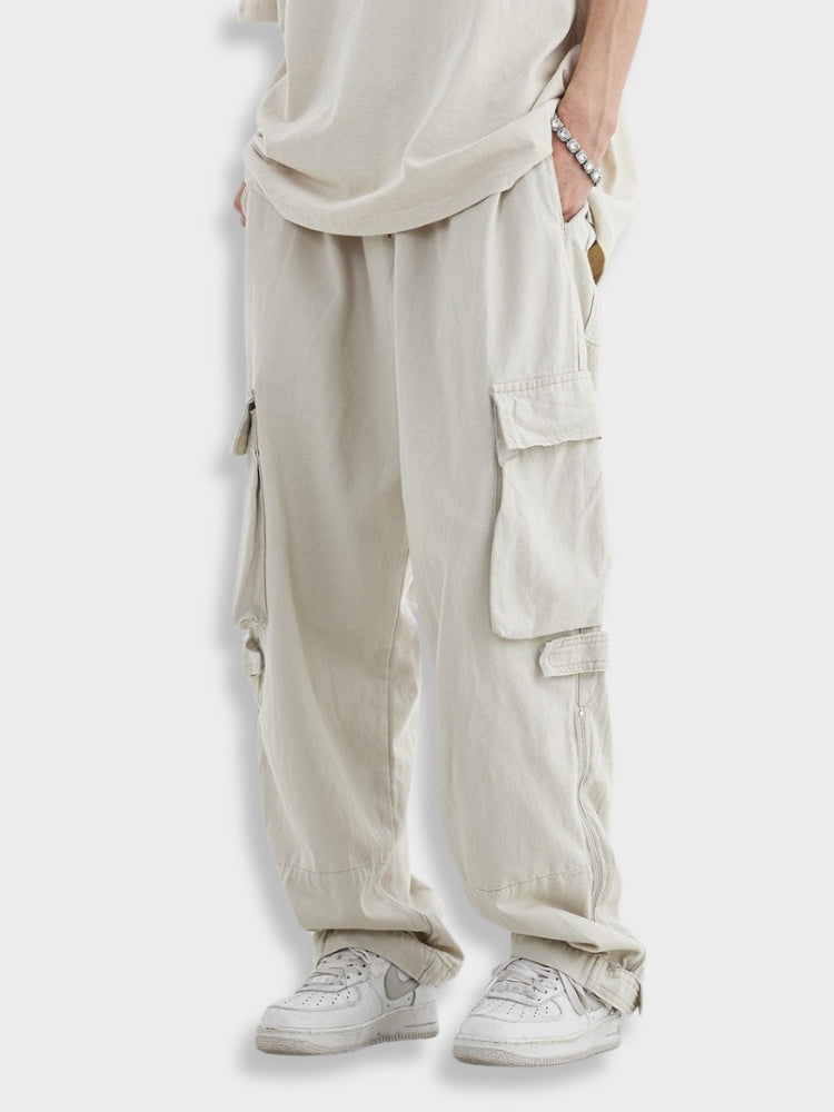 BEIGE CARGO PANTS X-LARGE COTTON BLEND SOFT