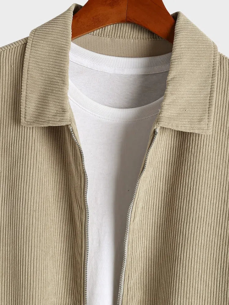 BEIGE CORDUROY JACKET VINTAGE CASUAL JACKET