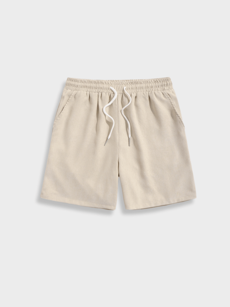 BEIGE DRAWSTRING SHORTS COMFORTABLE CORDUROY SHORTS