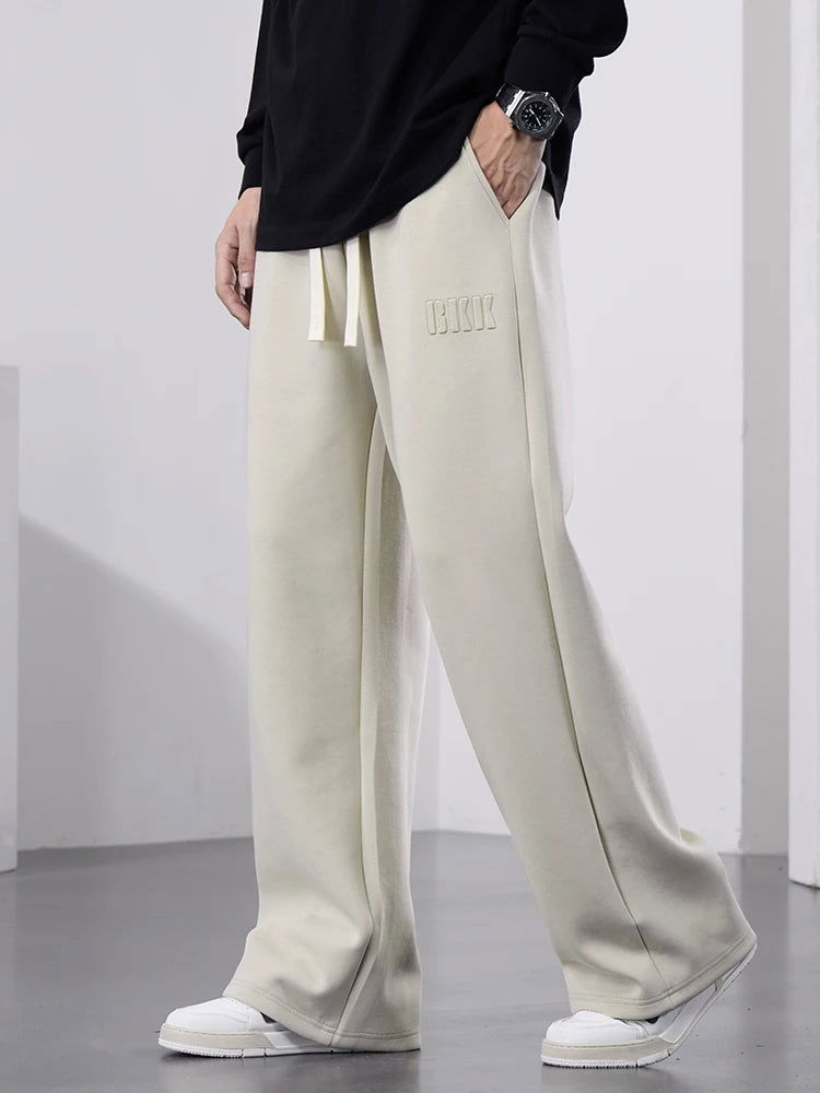 BEIGE DRAWSTRING SWEATPANTS RELAXED FIT BAGGY PANTS