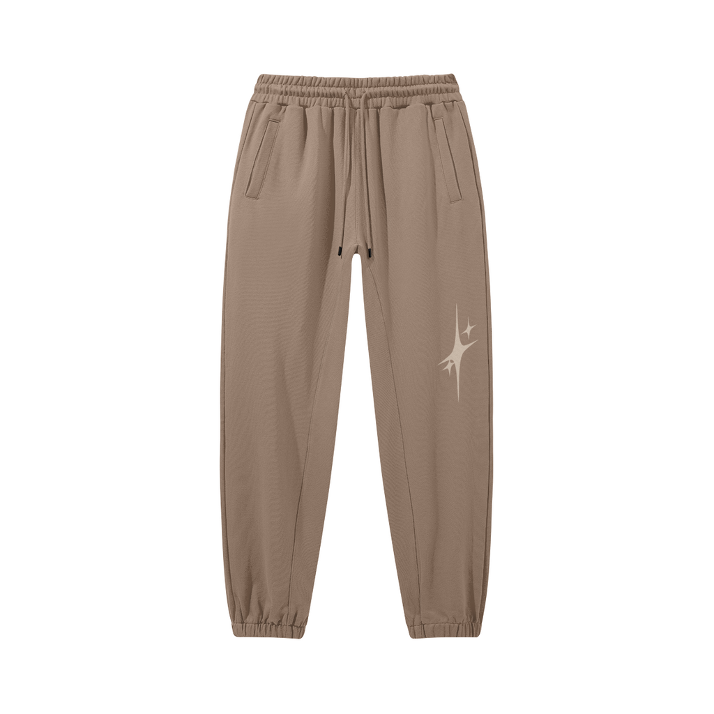 BEIGE DRAWSTRING SWEATPANTS WITH STAR DESIGN