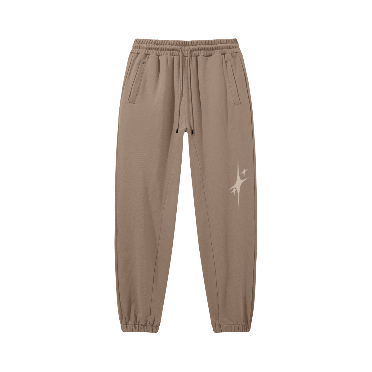 BEIGE DRAWSTRING SWEATPANTS WITH STAR DESIGN