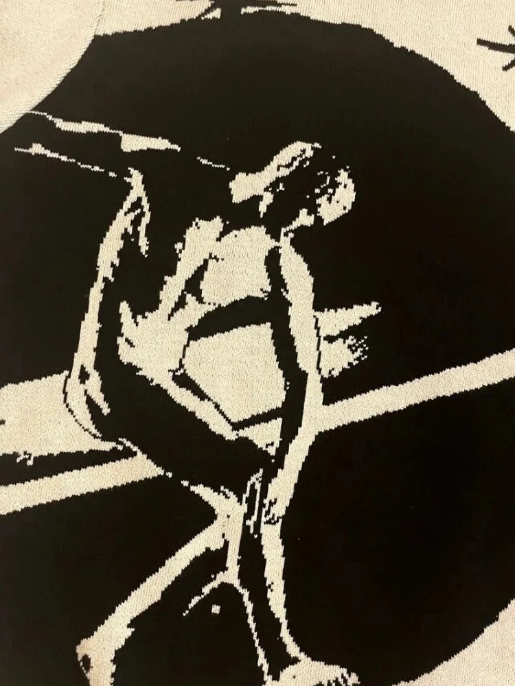 BEIGE GRAPHIC SWEATER FOR EVERYDAY WEAR IN COTTON BLEND CASUAL STYLE