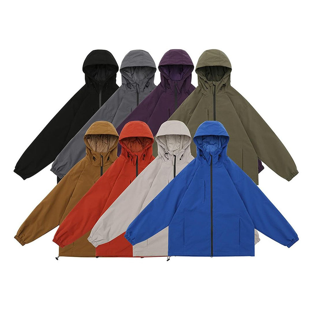 BEIGE HOODED JACKET WITH ZIPPER PREMIUM OVERSIZED FIT JACKET