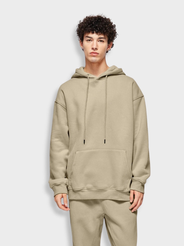 BEIGE HOODIE AND SWEATPANTS SET OATMEAL EFFORTLESS STYLE