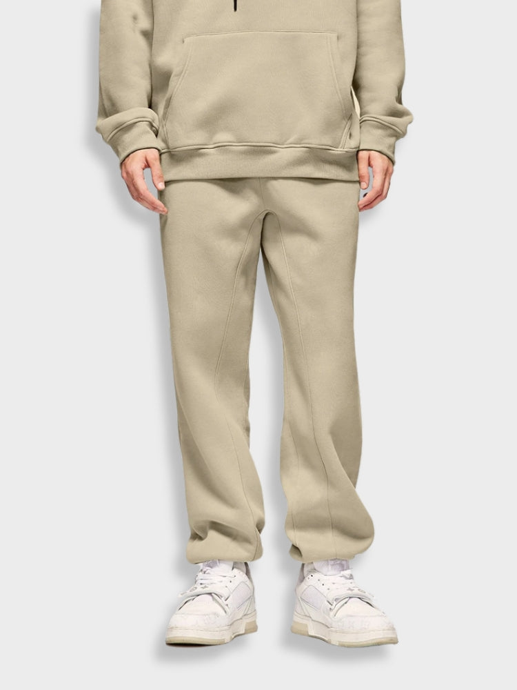 BEIGE HOODIE AND SWEATPANTS SET OATMEAL EFFORTLESS STYLE