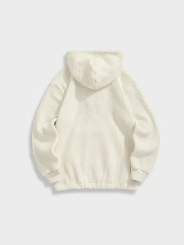 BEIGE HOODIE WITH PARTIAL ZIPPER CALIFORNIA FLEECE VINTAGE